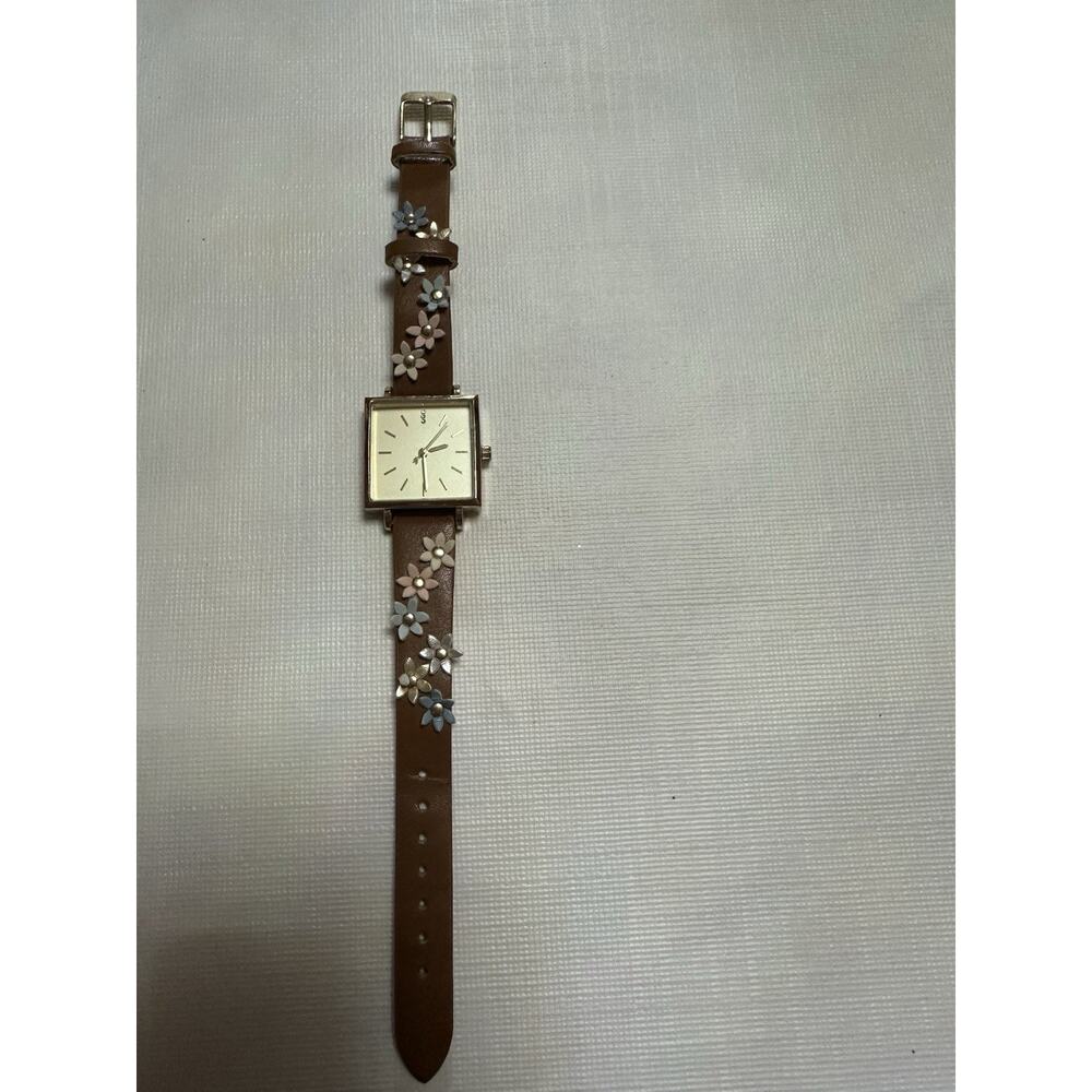 Multicolored Flowered Tank Watch Stainless Steel Untested And Preowned.